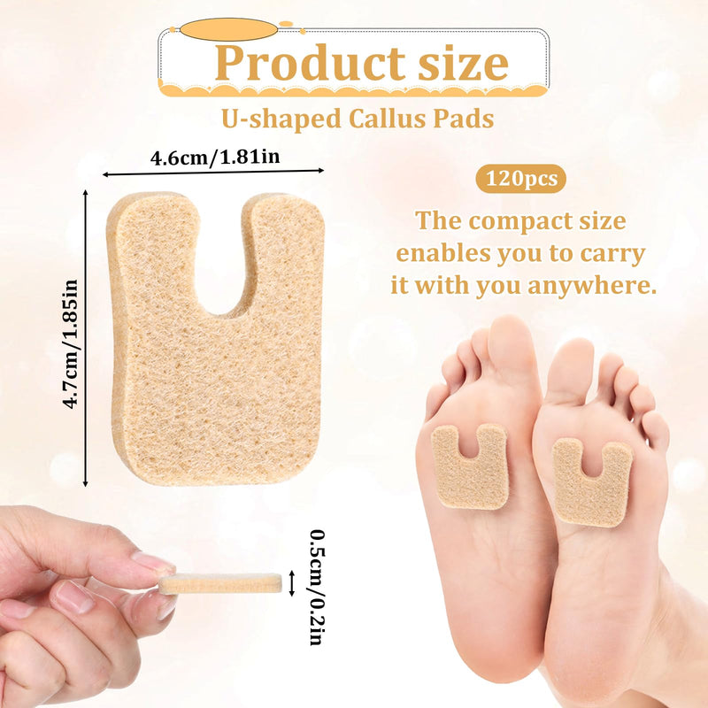 120Pcs U Shaped Felt Callus Cushions for Feet, Self Adhesive Metatarsal Corn Pads Soft Felt Foot Pads Callus Pads for Foot Pain Relief Cushions Women Men - BeesActive Australia