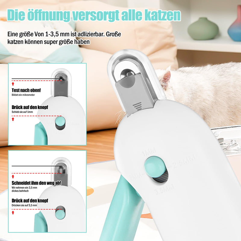 Encuryna Cat Nail Clippers, Claw Clippers for Dogs and Cats, Stainless Steel Cat Nail Clippers, Cat Nail Cutter, Cat Claw Cutter, Cat Claw Scissors with Nail File and Protection (Blue) Blue - BeesActive Australia
