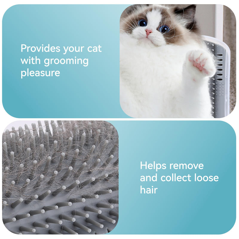 2Packs Cat Self Groomer, Cat Wall Corner Scratcher with Catnip, Soft Cat Brushes, Self Grooming Cats Brush Wall Corner Massager Combs for Long Short Fur Kitten Indoor Cats （Grey） Grey - BeesActive Australia