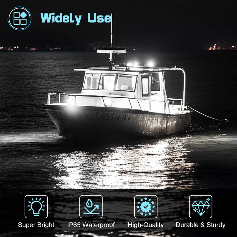 8Pcs 3.15”Round LED Marine Boat Light, 18 LEDs Boats Deck Courtesy Lights, Boat Interior Light, Transom Mount Lighting, IP65 Waterproof, Boats LED Stern Lights, Night Fishing Lighting, 12-24V, (White) 8PCS-3.15INCH White (White housing) - BeesActive Australia