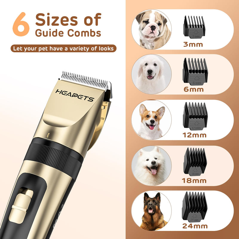 Dog Grooming Clippers, Single Pack – Low Noise, Rechargeable, Cordless Electric Hair Clipper for Dogs, Cats, and Other Pets, Gold - BeesActive Australia