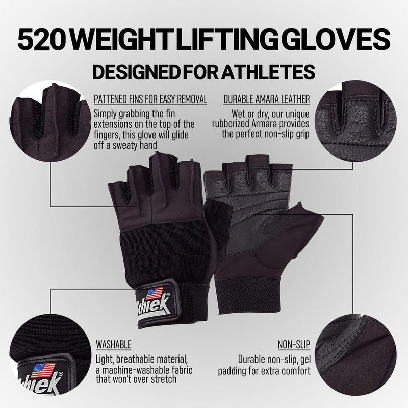 Schiek Sports Model 520 Womens Gloves - Weightlifting Gloves Small