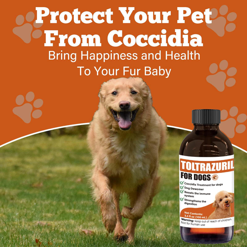 Toltrazuril 10% Oral Liquid for Cats, Dogs for Giarci – 100 ml with 3 ml Dropper, Supports Digestive Health, for Non-Food Chain Animals