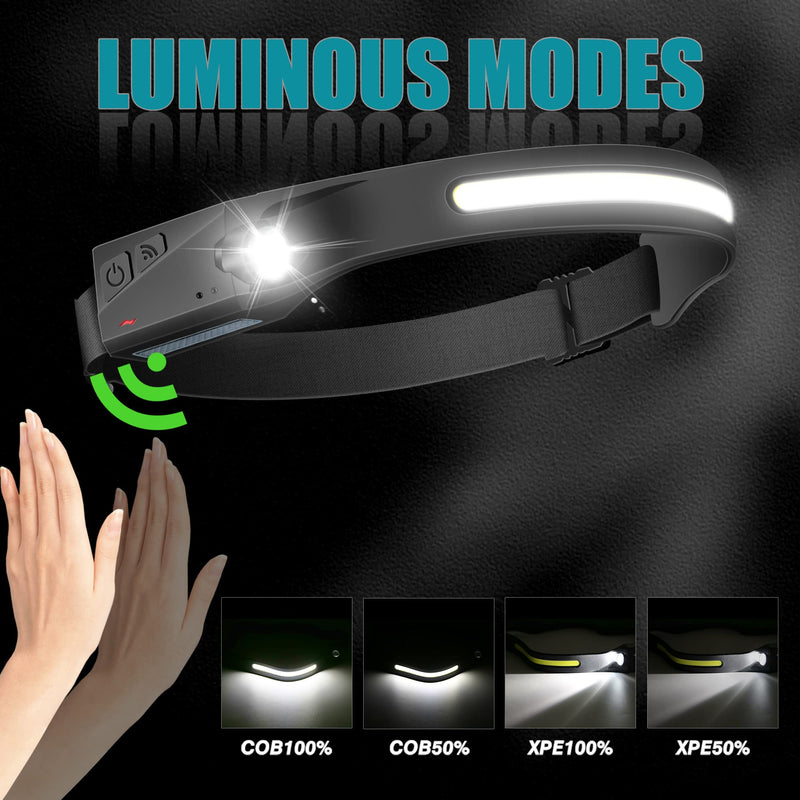 LED Headlamps Rechargeable,3PCS 230°Wide Beam Headlight, Motion Sensor Waterproof 5 Light Modes with Red Light Bright Flashlight Headlamp for Running Camping Cycling 3PCS