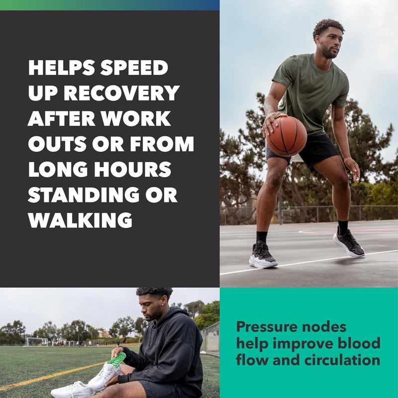 Spenco Recovery Insoles– Massage-Like Pressure Nodes for Foot Fatigue Relief, Multi-Density Arch Support, Full-Length Cushioning, Breathable & Slim Fit, Men's 12-13.5/Women's 13-14.5 Green