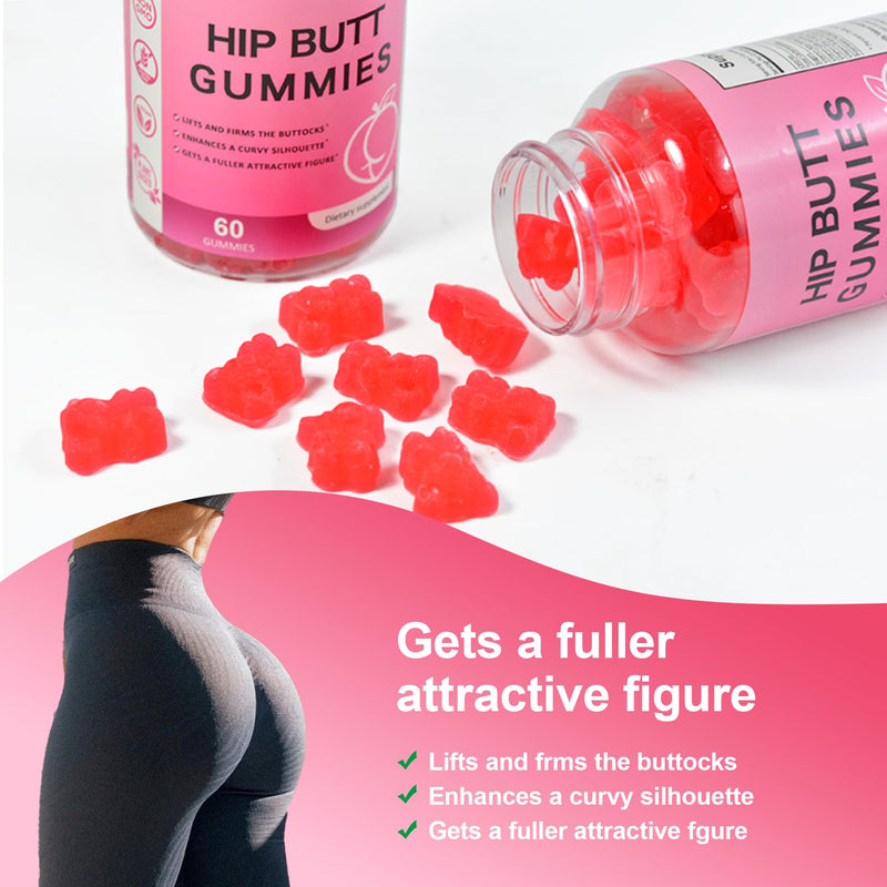Laicuherb BBL Gummies for Women Curves-Berry Flaovr Booty Gummies with Vitamin A, C, B6, 60 Count Bear Shape Herbal Blend