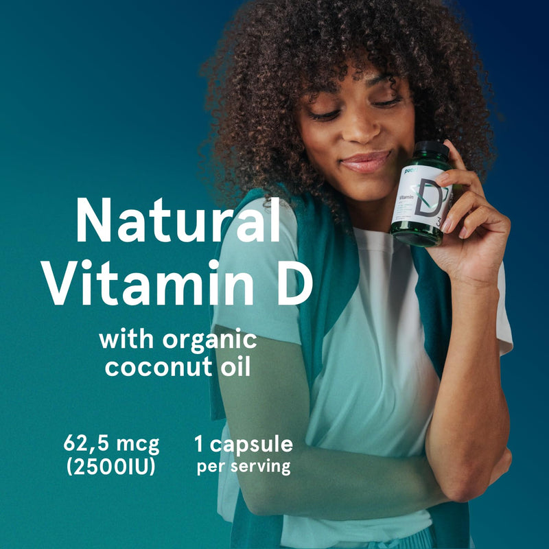 Puori Vitamin D3 Softgels for Adults, 2500 IU (62.5 mcg), 240 Count | Fast Absorbing Supplement Supports Immune System, Bone Health, Density & Muscle Recovery - Non-GMO & Gluten-Free