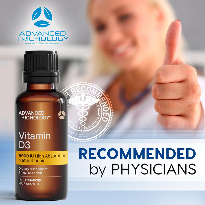 Advanced Trichology Vegetarian Liquid Vitamin D3-5000 iu High Absorption - 1000 iu per Drop - 6 Month Supply - Gluten Free 365 VIT D - 1 Fluid Ounce (Pack of 1)