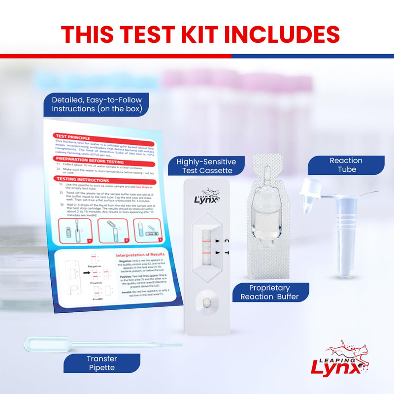 Bacteria Water Test Kit – Coliform, E. coli & Salmonella Detection for Well & Tap Water | Rapid Home Drinking Water Screening Kit with Lab-Quality Results | Leaping Lynx