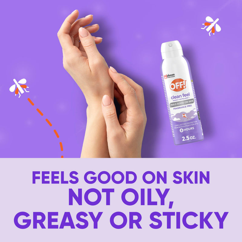 OFF! Clean Feel Travel Size Insect Repellent Aerosol, Fragrance-Free Bug Spray for Lasting Protection from Mosquitoes and Ticks, 2.5 oz