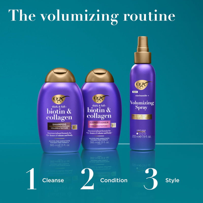 OGX Thick & Full + Biotin & Collagen Volumizing Conditioner, 13 fl oz | Nutrient-Infused, Vitamin B7 Biotin, Gives Hair Volume & Body for 72+ Hours, Sulfate-Free Surfactants 13 Fl Oz (Pack of 1)