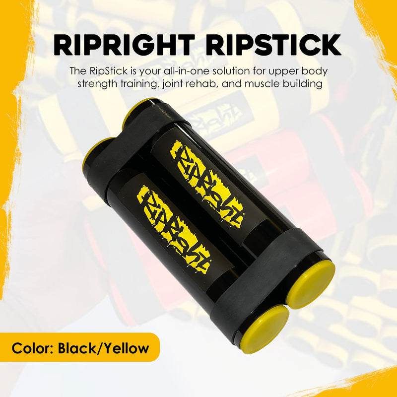 RipStick, Workout Equipment for Joint Rehab, Shoulder and Resistance Training, Muscle Building and Core Workout Equipment with 6 Adjustable Resistance Bands Black/Yellow - BeesActive Australia