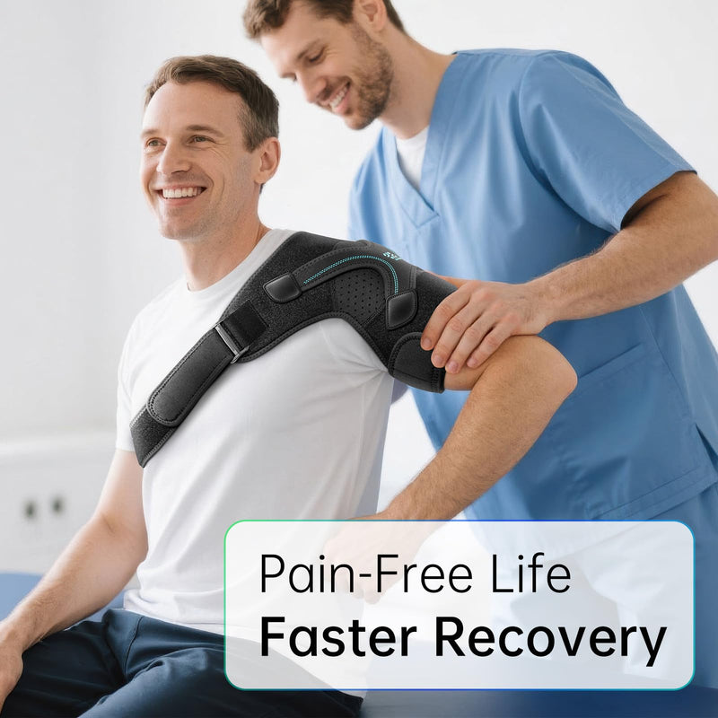 Shoulder Brace, Rotator Cuff Support and Arm Sling for Pain Relief & Injury Recovery, Breathable Compression Sleeve for Strain & Dislocation Prevention, Adjustable for Left and Right Arm, Men & Women - BeesActive Australia