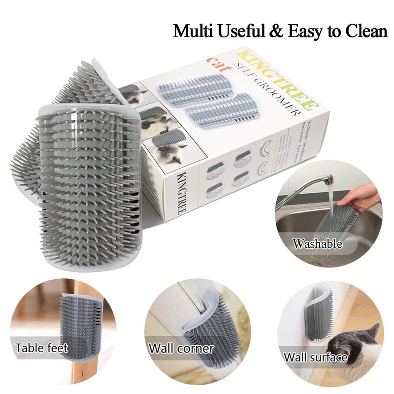 Kingtree Cat Corner Scratcher Self Groomer with Catnip, 2 Pack Softer Cat Face Scratchers Wall Corner Grooming Massage Combs for Long & Short Fur Cats Gray - BeesActive Australia