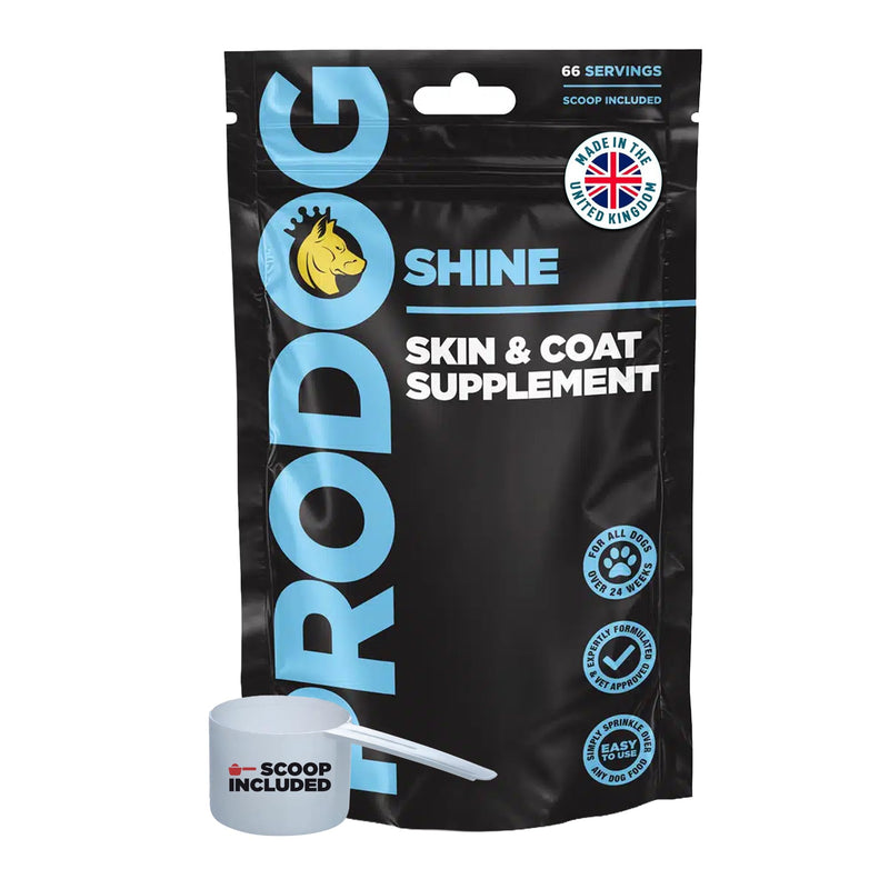 ProDog Shine Skin & Coat Conditioner Supplement for Dogs - Glossy Coats & Healthy Skin - Reduces Itching, Moulting & Odour - Supports Digestion, Immunity & Overall Well-Being (66 Servings) 200g - 66 Servings