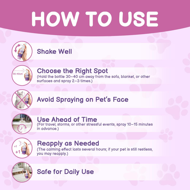 Cat Calming Pheromone Spray - Cat Calming Spray - Reduce Scratching, Fighting, Peeing, Marking - Cat Anxiety & Stress Relief - for Home, Travel, Vet Visits - with Cat Pheromone & Natural Ingredients