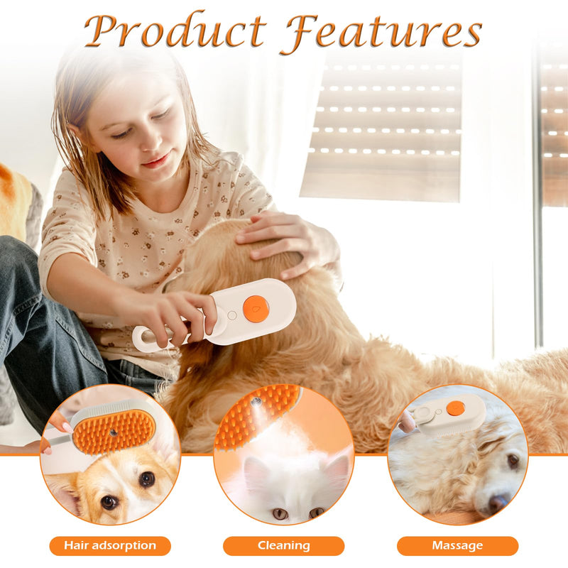 TNOMSNO Cat Brush with Steam, 3-in-1 Cat Brush, Picks Up Hair, Massages and Cleans, with Spray Cat Brush, Steam Brush Cat Suitable for Cats, Dogs, Rabbits and Other Pets - BeesActive Australia
