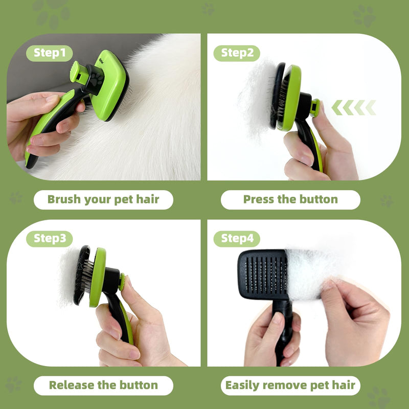 Self Cleaning Brush for Dog: Cat Slicker Brush with Release Button - Pet Shedding Brushes for Long and Short Hair - Remove Loose Undercoat - BeesActive Australia