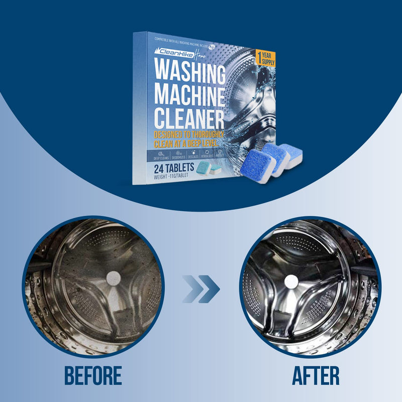 Washing Machine Cleaner Descaler Tablets - (24 Tablets, 1 Year Supply) Eco-Friendly Deep Cleaning Tablets for HE Front & Top Loader Washer, Remove Ordor Grime Buildup Residue Eliminator 1 Count (Pack of 1) 1.0 - BeesActive Australia