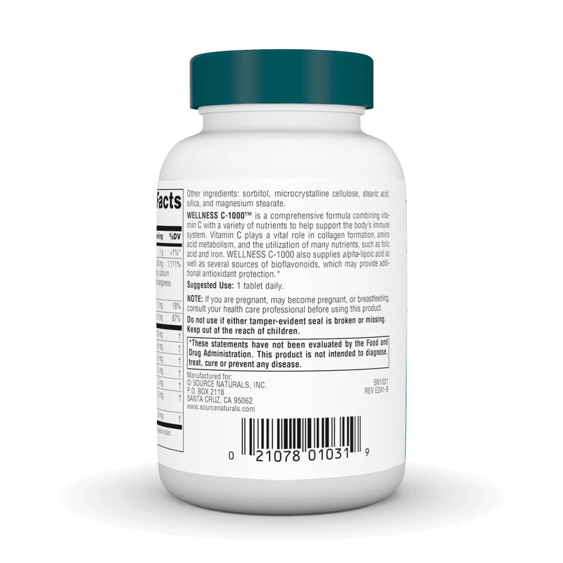 Source Naturals Wellness C-1000, 50 Tablets | Antioxidant Protection and Immune Protection* 50 Count (Pack of 1)