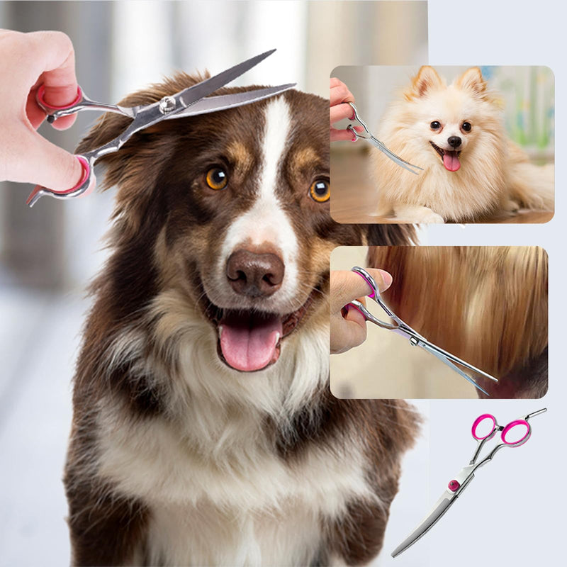 Thoquene dog and cat fur scissors, dog scissors, dog hair curved, pet comb made of robust stainless steel - BeesActive Australia