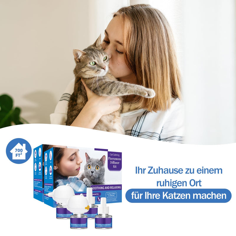 VICSOM 6 IN 1 cat pheromone diffuser, 120 days pheromone cat diffuser, diffuser for cats for lasting relaxation, relief from anxiety and stress (2 diffusers + 4x48ml refills) 2 diffusers + 4 refills - BeesActive Australia