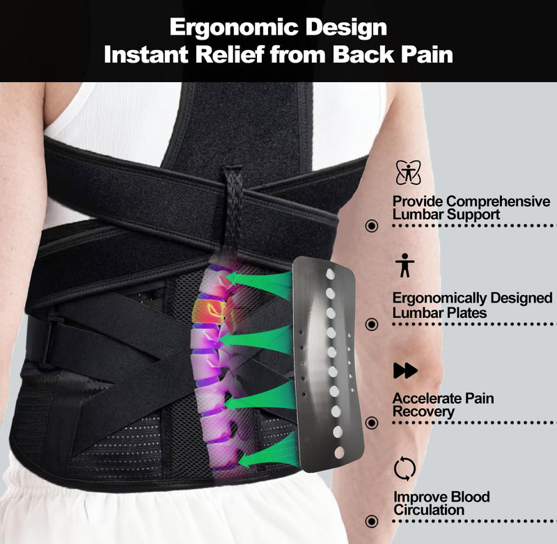 Upgraded Back Brace Posture Corrector for Women and Men - Adjustable Back Brace with Bionic Bone Lumbar Panel for Upper & Lower Back Pain Relief, Sciatica, Herniated Disc XXL(42-46Inch) XX-Large(42-46 Inches) - BeesActive Australia