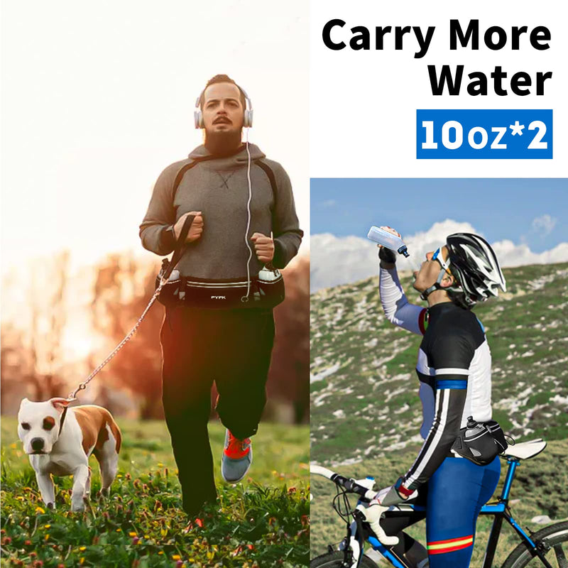 PYFK Running Belt with Water Bottles, Hydration Belt for Men and Women, Water Bottle Holder Running Pouch Water Belt, Fanny Pack Fits 7 inches Phones, Waist pack for Runner Jogging black(black) - BeesActive Australia