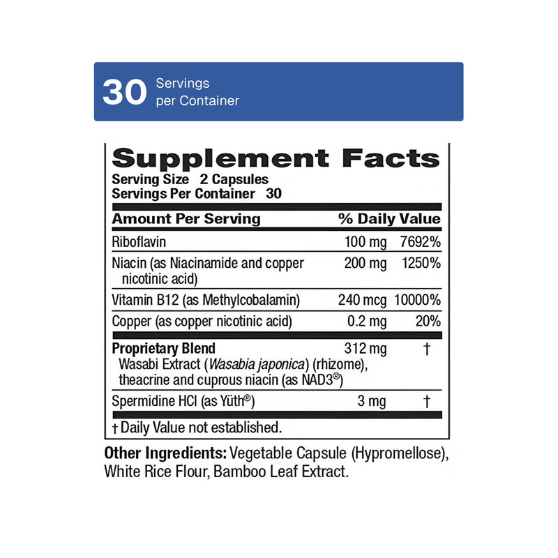 Weider NAD+ Boost, Cellular Energy and Mitochondrial Support, 60 Capsules | Longevity and Wellness Support Formula, with NAD3, Vitamin B3 and B12, Daily Cellular Energy and Mitochondrial Supplement
