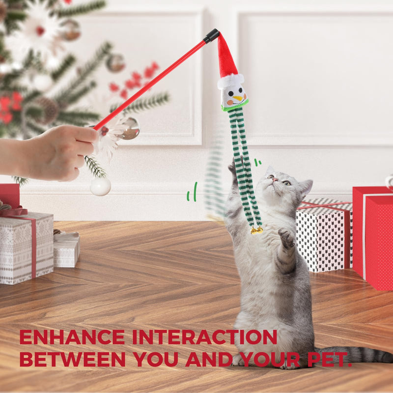 PETEPELA Christmas Cat Toys, 10 Pcs Cat Feather Mice Catnip Toys Set, Cat Gifts for Christmas, Interactive Cat Christmas Stocking Ball Toys, Crinkle Balls, Mice Toys for Indoor Cats & Kittens - BeesActive Australia