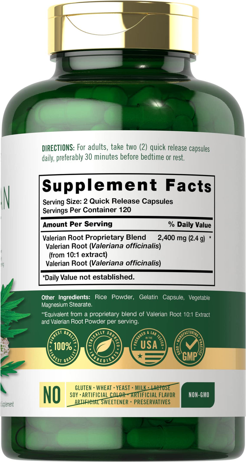 Carlyle Valerian Root Capsules | 240 Count | Herb Extract Supplement | Non-GMO, Gluten Free - BeesActive Australia
