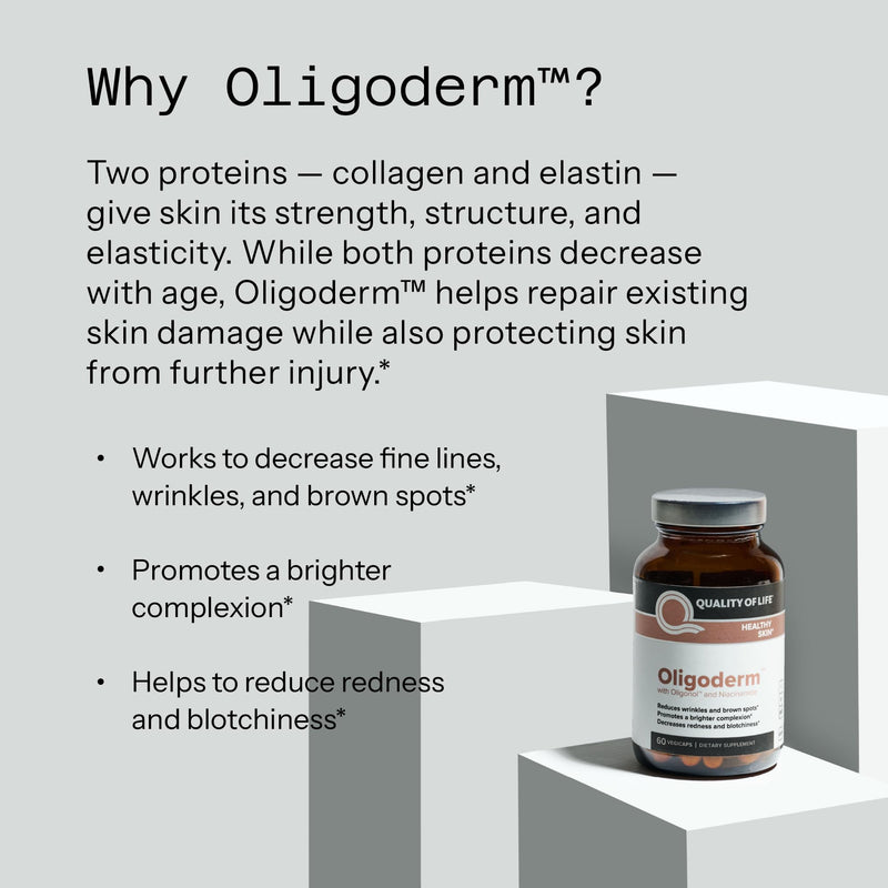 Quality of Life Oligoderm, Premium Skin Support Supplement Featuring Oligonol and Niacinamide - 60 Capsules (Pack of 2) 60 Count (Pack of 2)