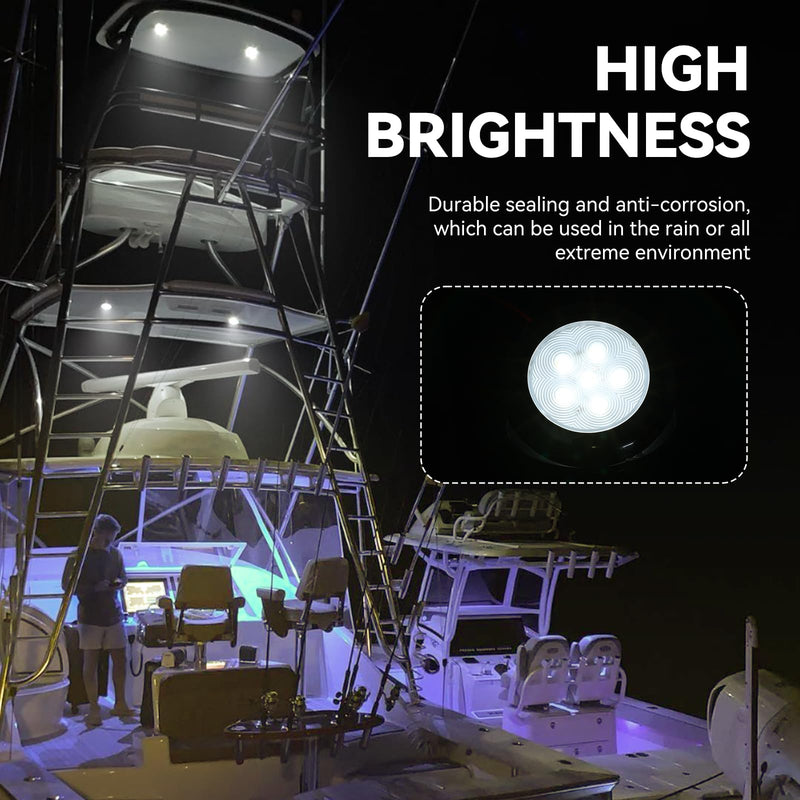 Boat Courtesy Lights, IP68 Waterproof Boat Interior Lights, Marine Navigation Stern Courtesy Night Fishing Lights, Stainless Steel Marine LED Lighting for Pontoon Bass Sailboat(4PCS White)