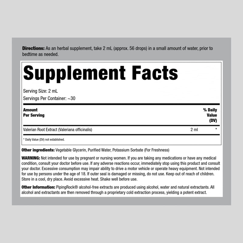 Piping Rock Valerian Root Extract Liquid | 4 fl oz | Premium Tincture Drops | Certified Botanical Supplement | Alcohol Free, Non-GMO, Gluten Free Drops - BeesActive Australia