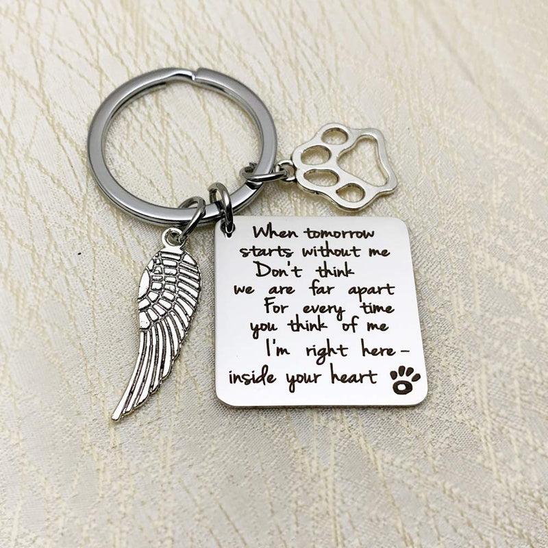WANGCL Stainless Steel Paw Print Keychain with Box to Remember Lost Dogs Pets Cats - BeesActive Australia