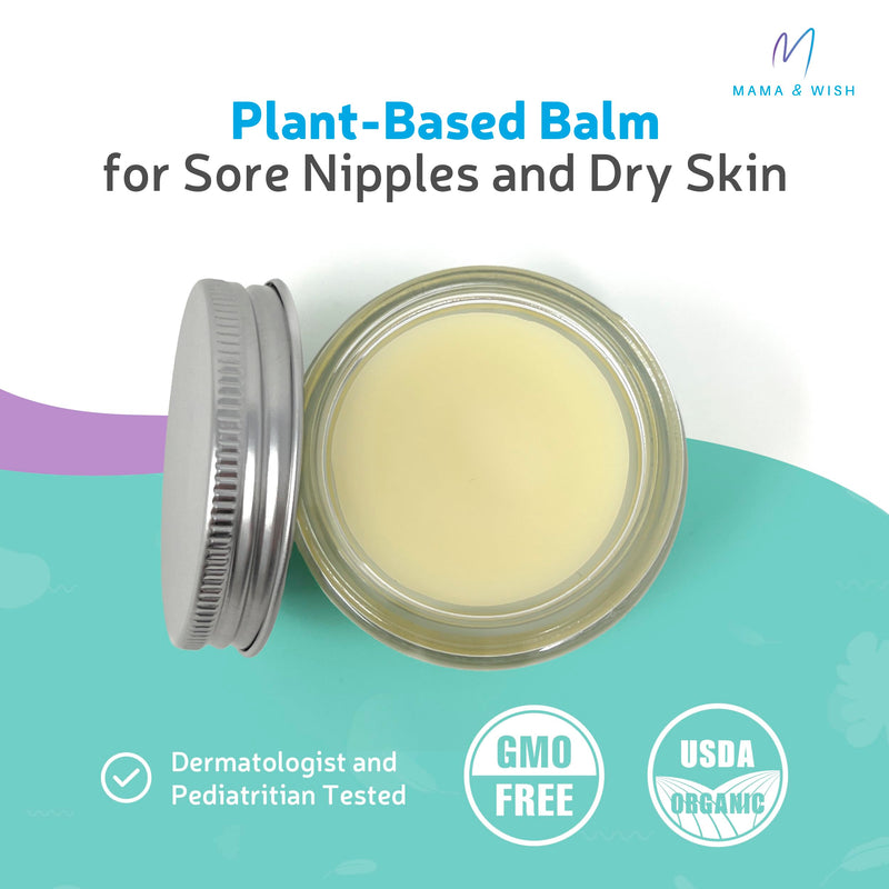 Mama & Wish Organic Nipple Cream - Breastfeeding Balm | Lanolin-free, Postpartum Essentials Safe for Nursing, Non-GMO (2 oz) Nipple Cream 1-Pack - BeesActive Australia