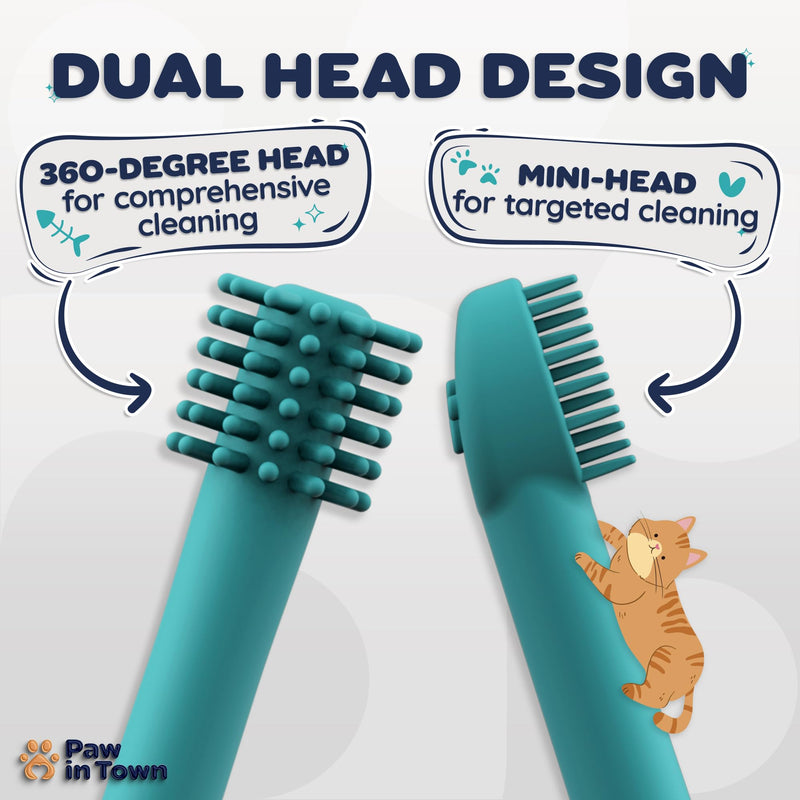 PAWINTOWN Soft Cat Toothbrush Set – Suitable for Dogs – Food Grade Silicone – Cat Dental Care, Cat Teeth Cleaning, Cat Tooth Brushing Kit (Tropical Teal) Tropical Teal 2 Count (Pack of 1) - BeesActive Australia