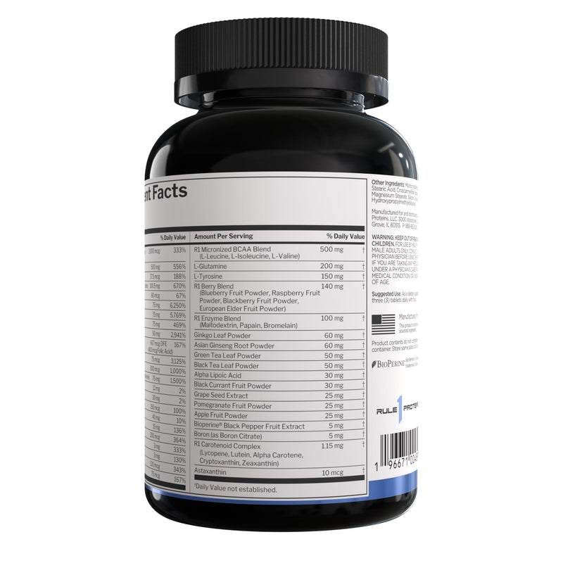 Rule 1 Proteins Men's Daily Multi, 90 Tablets, 30 Day Supply | Vitamins, Essential Minerals, Superfoods, Digestive Enzymes, Amino Acids, & Antioxidants for Active Lifestyles 90 Count (Pack of 1)