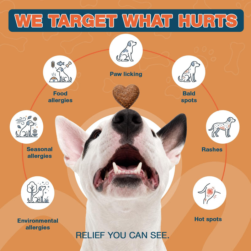 180 Chews Dog Allergy Chews, Itching Skin Relief, Natural Dog Allergy Relief Treatment for Paw Licking, Hot Spots, Anti-Itch, Dry Skin, Allergies & Immune Support Supplement 180-Cts