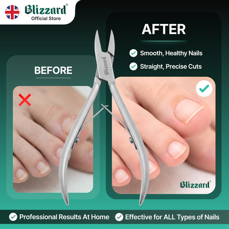 Ingrown Nail Clippers for Men with Ingrown Toenails – Blizzard Podiatrist Toenail Clipper Set German Forged (13cm - Straight Head - Smooth) 13cm - Straight Head - Smooth
