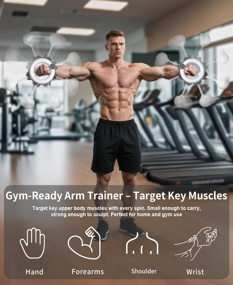 Arm Workout for Men and Women, 360° Hand-Crank Forearm Trainer, Chest Trainer,Shoulders and Arm Muscle Training Fitness Equipment, Home Workout Equipment and Gym Workouts White