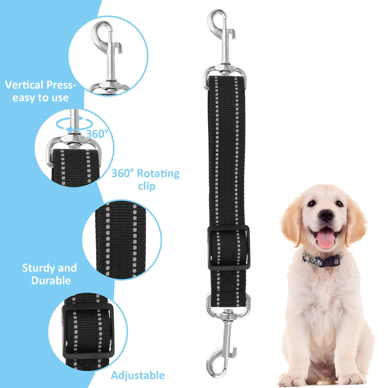 2 Pcs Dog Collar Safety Clips, Adjustable Prong Collar, Reflective Nylon Safety Clip, Double Ended Backup Clasp Leash Connector for Dog Harness to Collar Safety Clip(Black, Gray) - BeesActive Australia