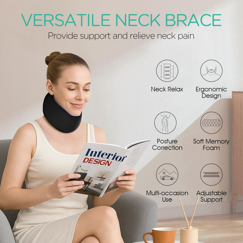 VOYOR-HEALTH Neck Brace, Neck Stretcher for Sleeping, Adjustable Cervical Collar Relieves Pain and Spine Pressure, Neck Support Soft Foam Wraps, Keep Vertebrae Stable for Women & Men NB100