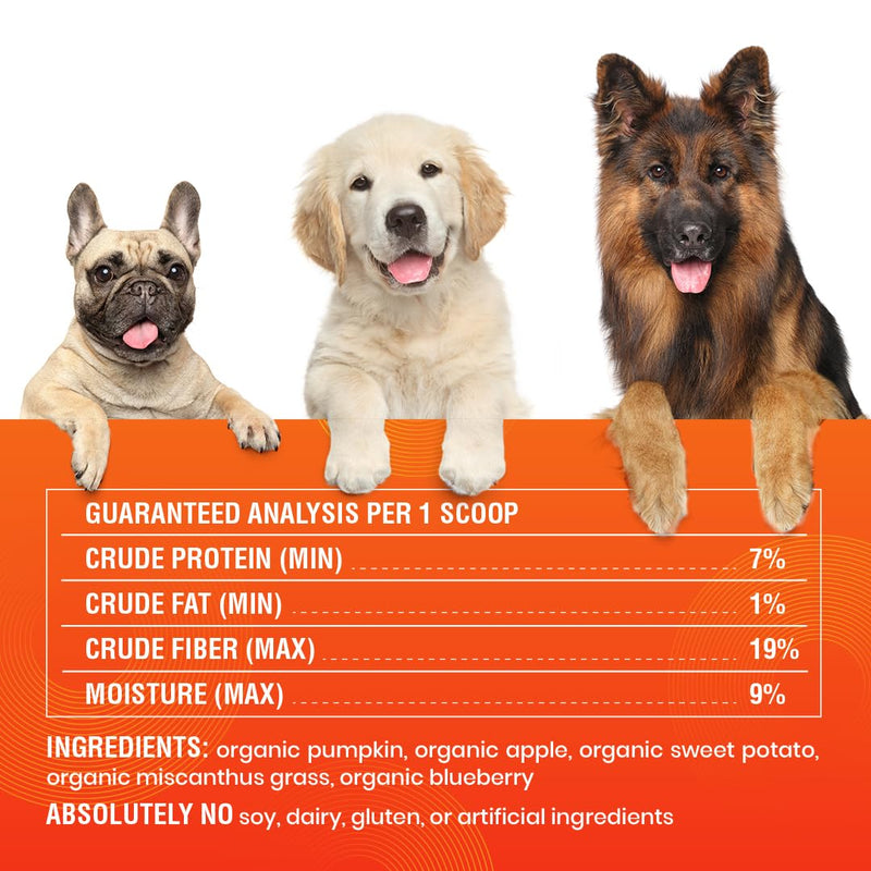 Ultimate Pumpkin for Dogs (16 oz) - with Organic Pumpkin, Apple, Sweet Potato, Miscanthus Grass & Blueberry, Digestive Support Relief for Constipation, Loose Stools, and Upset Stomaches, 60 Scoops - PawsPlanet Australia