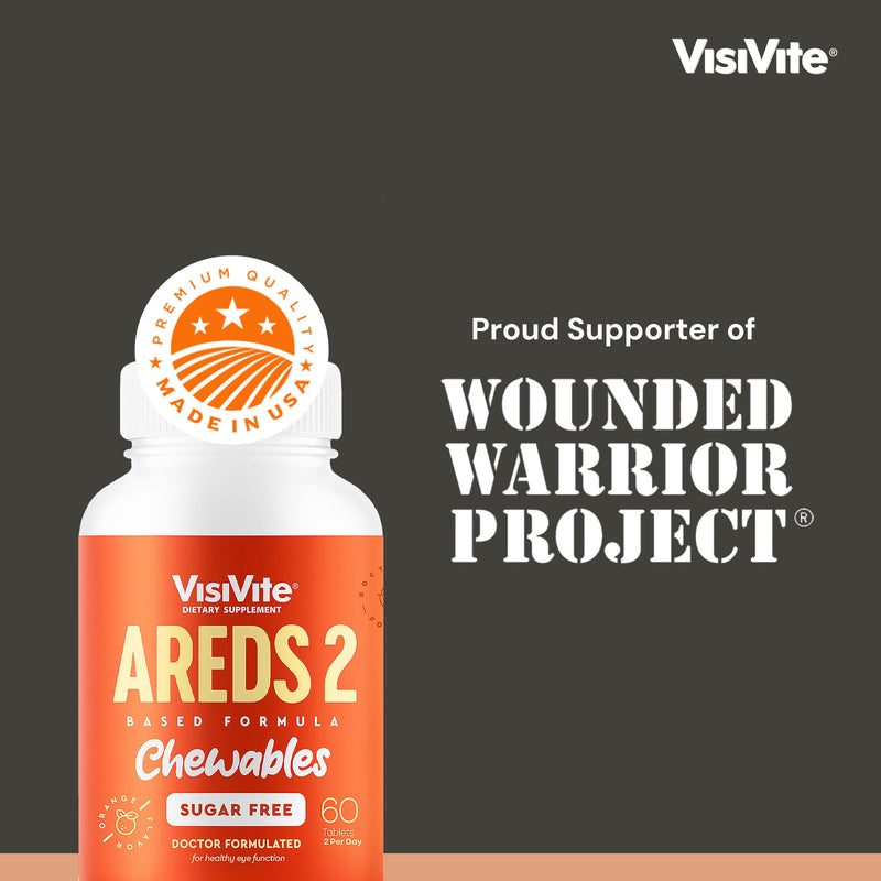 VisiVite AREDS 2 Sugar Free Eye Vitamins, 60 Chewable Tablets | Doctor Formulated Lutein and Zeaxanthin Supplements for Adults with Vitamin C, E, Zinc, Copper, Made in USA
