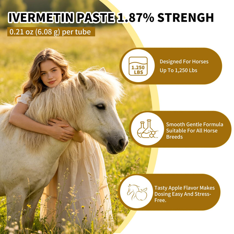 Paste 1.87% – Apple Flavored – 6.08g Tube – for Horses Up to 1250 lb - 3 Pack