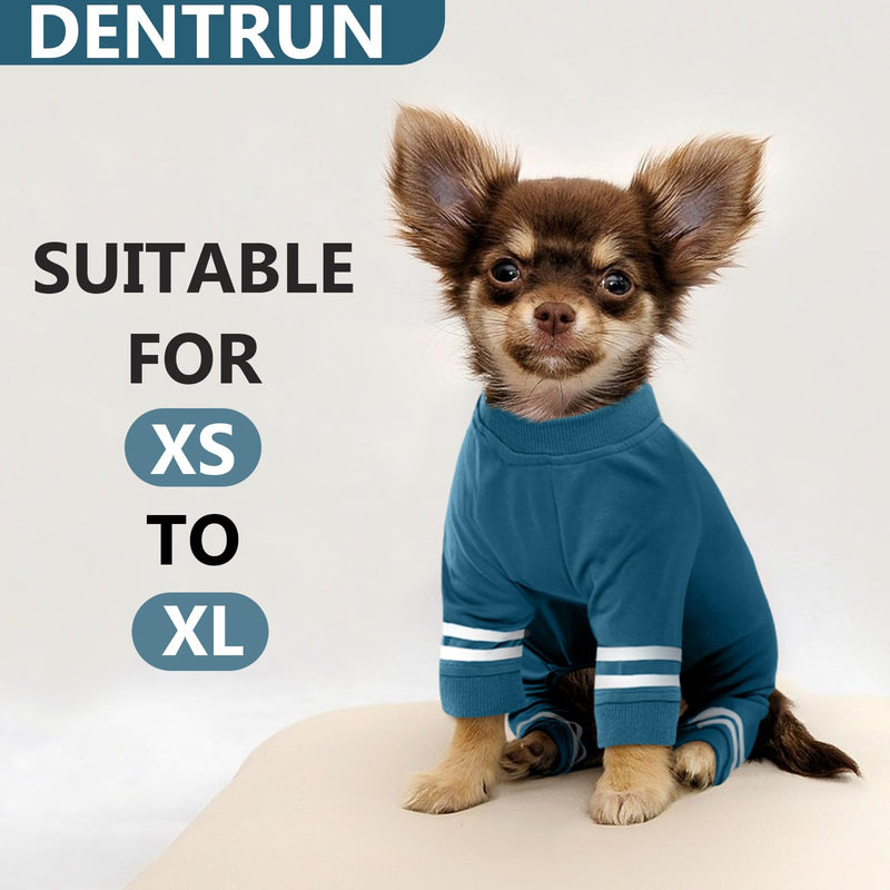 DENTRUN dog pajamas, jumpsuit for small dogs, dog overalls, dog sweaters, dog pajamas, warm and cozy dog pajamas, four-legged dog sweater XL peacock blue - BeesActive Australia