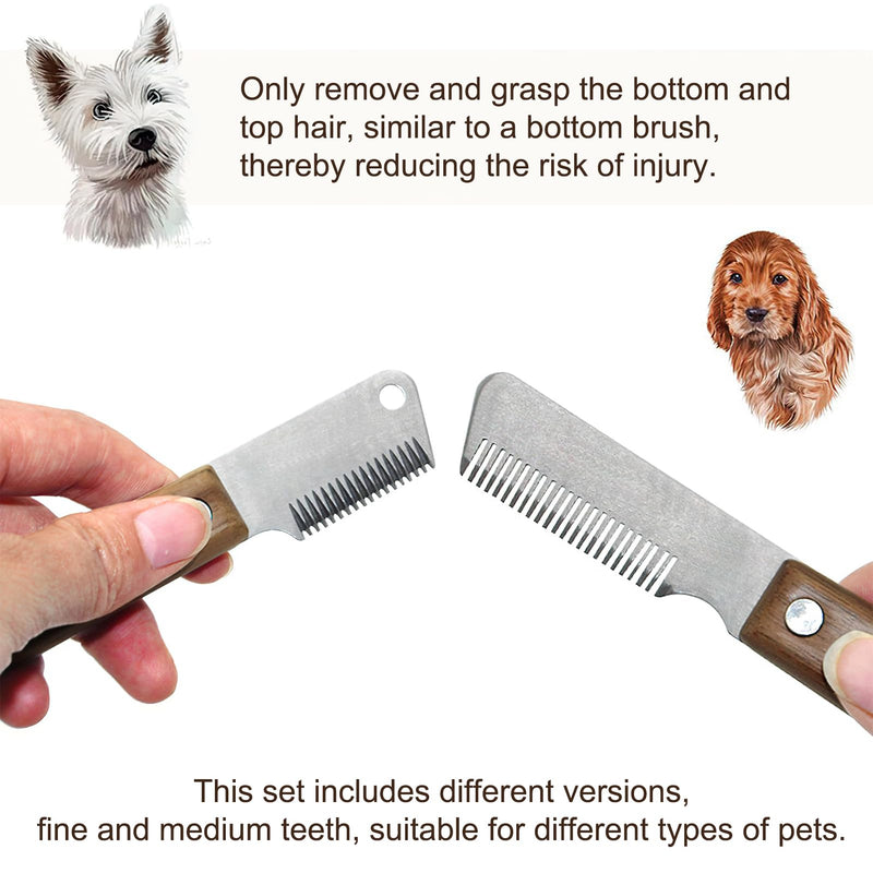 Trimming knife for dogs, 2-piece set of pet trimmers, stainless steel trimmer set, dog fur care, pet products, hair scraper comb, suitable for cats, dogs - BeesActive Australia