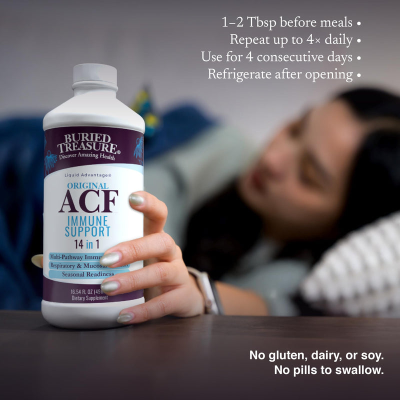 Buried Treasure ACF Advanced Immune Support - 16 oz, 16 Servings with Elderberry, Echinacea and Herbal Blend for Immunity Support