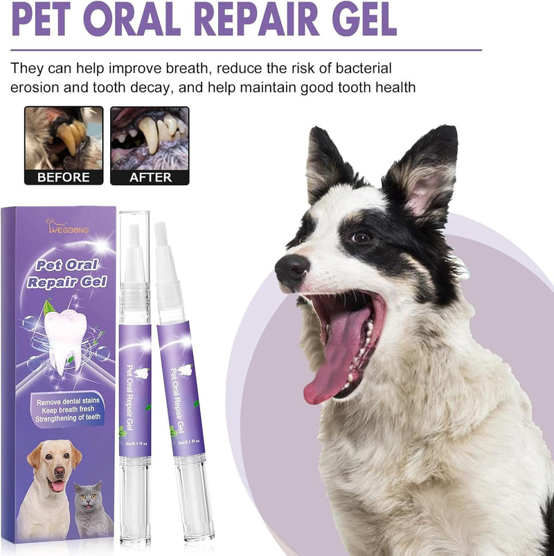 【3pcs】 Pet Oral Repair Gel, Pet Oral Repair Gel for Dogs,Pet Breath Freshener for Dogs & Cats, Eliminate Breath, Targets Tar-Tar, Without Brushing， for Dogs & Cats, Pet Teeth Repairing - BeesActive Australia